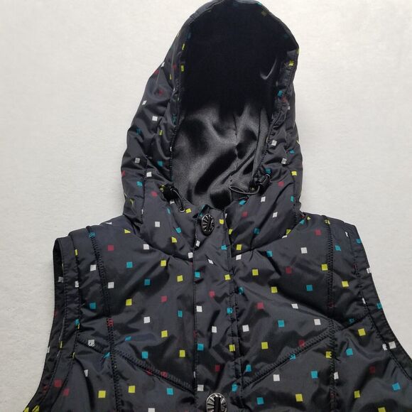 Burton Womens Small Puffer Best DryRide Hooded Black Printed Insulated Snow Ski - Picture 3 of 9